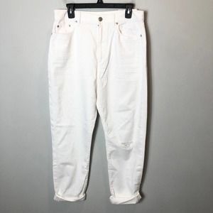 Loft High White High Waisted Boyfriend Pants